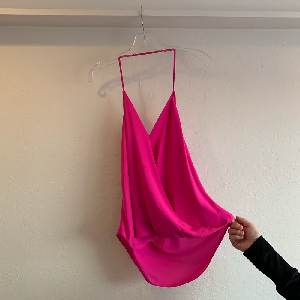 Bright pink halter top